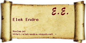 Elek Endre névjegykártya